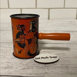Vintage Antique US Metal Toy Manufacturing Co Witch Halloween Noisemaker Shaker